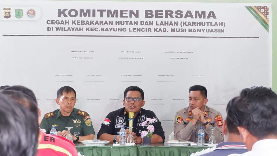 Rakor Pencegahan Karhutbunlah, Forkopimcam Bayung Lencir Tandatangani Komitmen Bersama